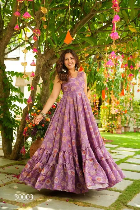 Lucaya Vol 24 By Lucaya Heavy Air Tex Chinon Printed Gown Exporters In India